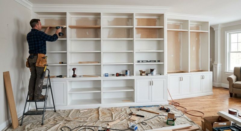 Built In Bookcase Installation in Winston Salem, NC